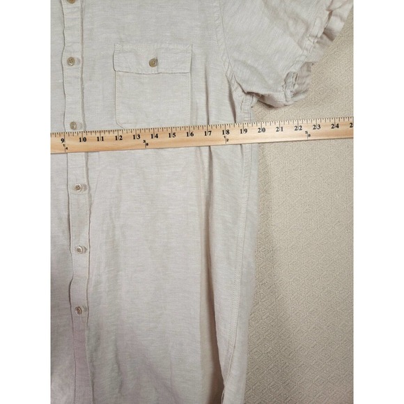 Axist Shirt Mens Medium M Linen Blend Button Up Short Sleeve Tan Regular Fit - Picture 6 of 11